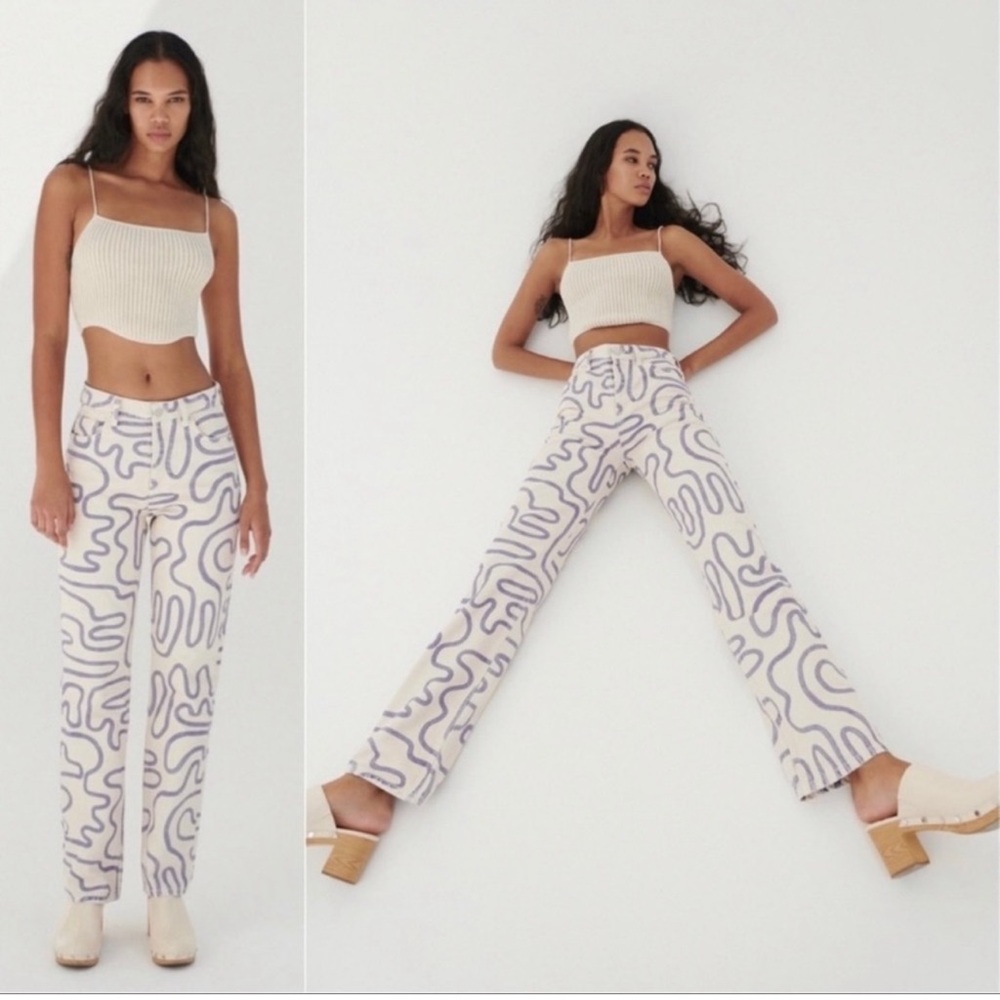 Zara Blue Squiggle Pant